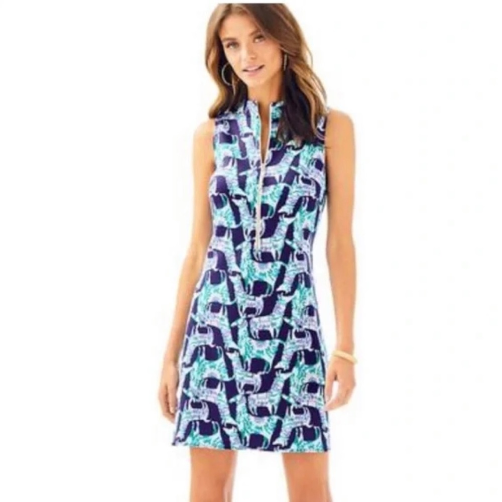 Lilly Pulitzer Dress with Llama Print and Gold Tassel Zipper, Size M
